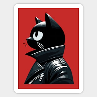 Black Cool Cat Sticker